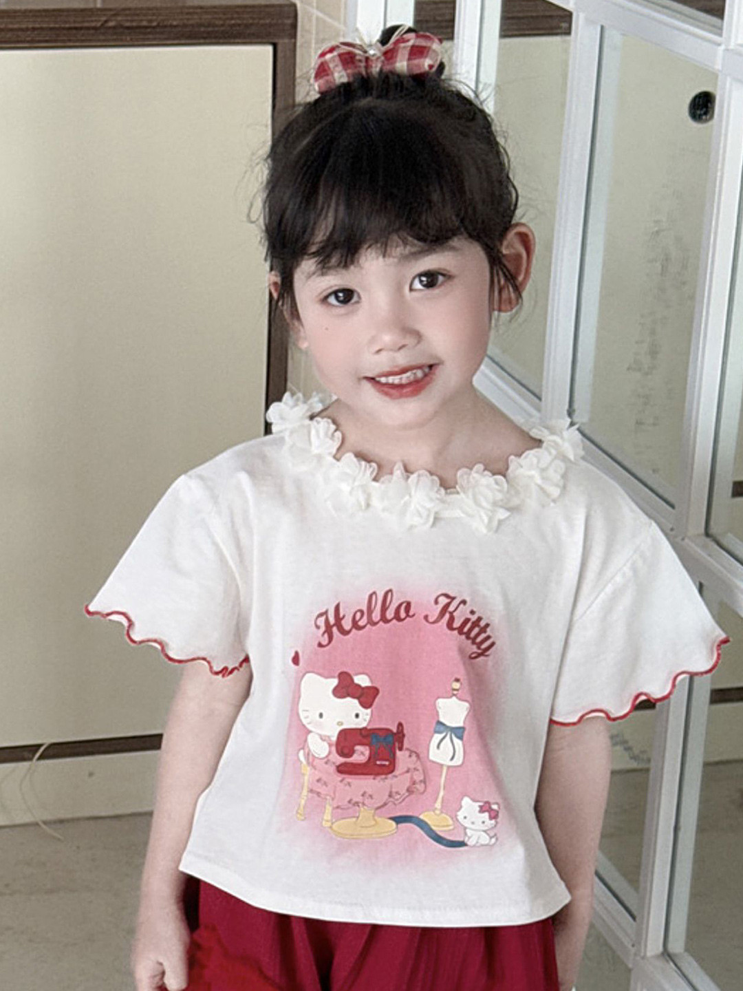 LULU & SKY Girls Hello Kitty Print Cotton Top