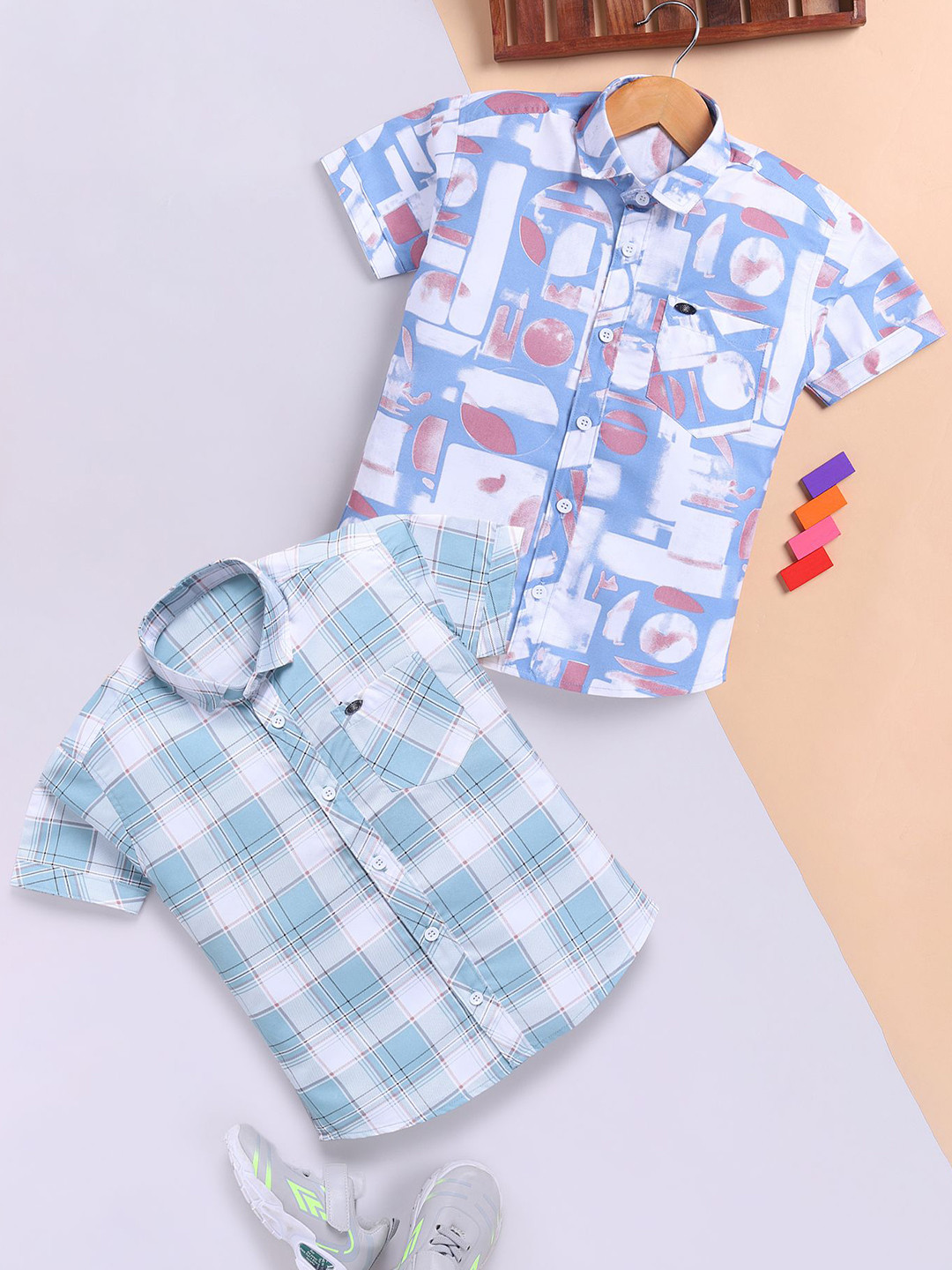 Toonyport Boys Pack Of 2 Abstract Printed Cotton Casual Shirt