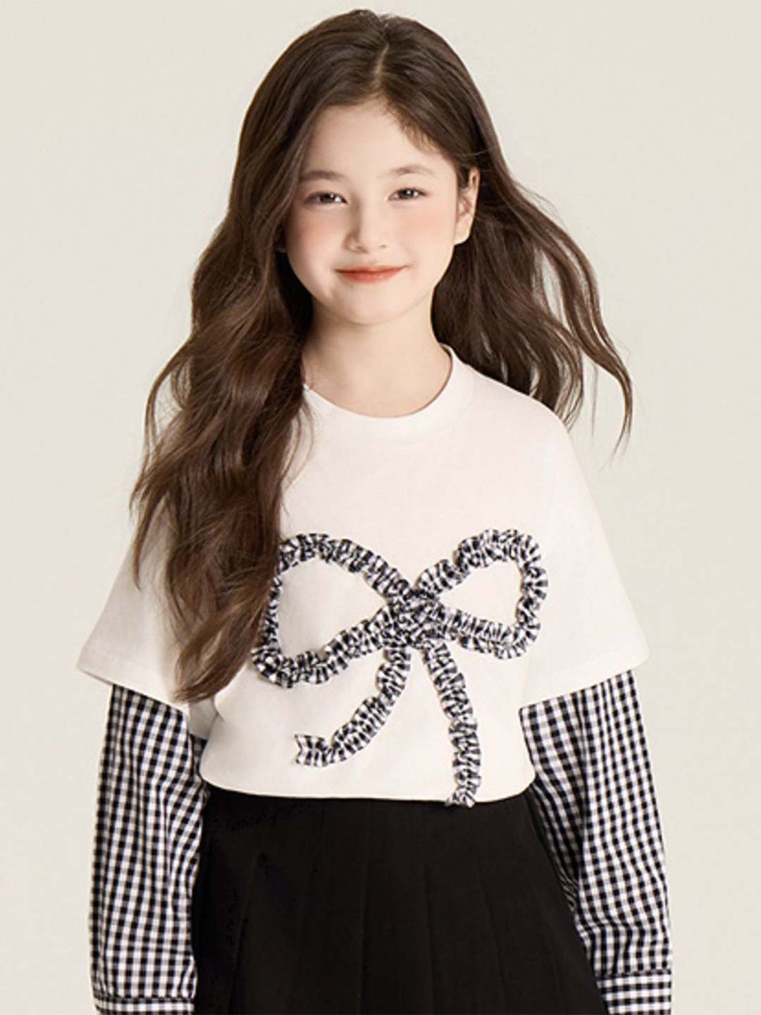 LULU & SKY Girls Checked Print Top