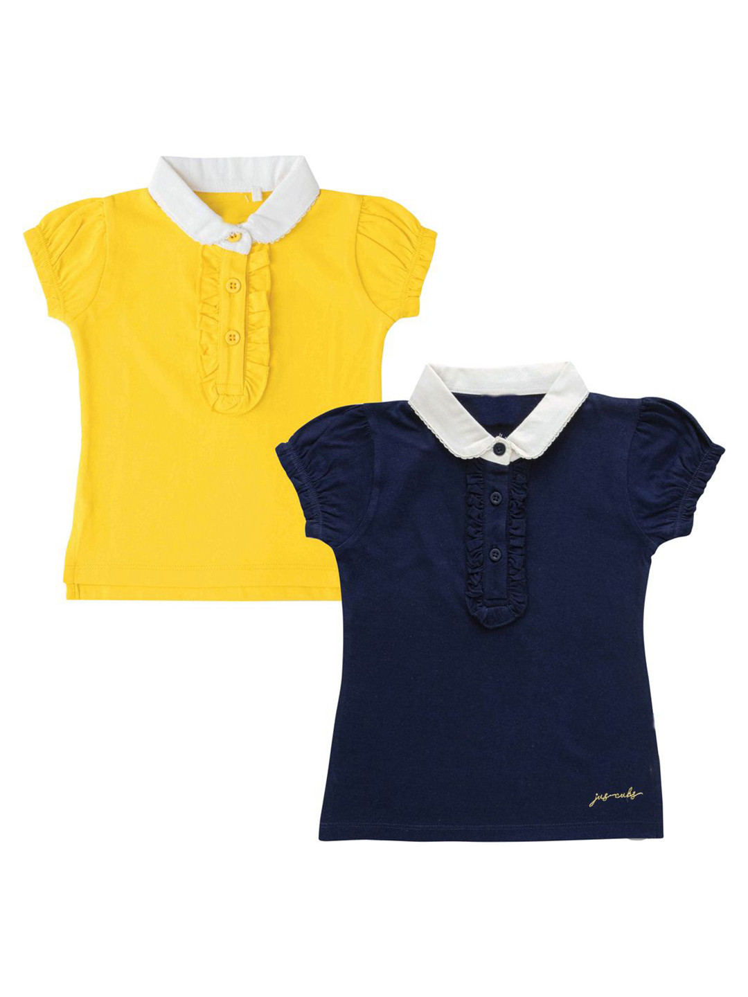 BAESD Girls Pack Of 2 Polo Collar Cap Sleeves Cotton T-shirts