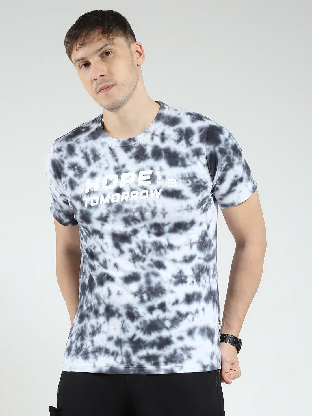 rock.it Tie and Dye Printed Round Neck Pure Cotton Regular Fit T-shirt