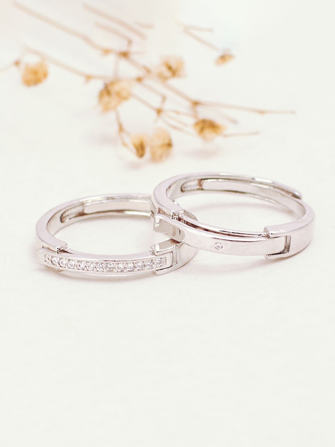 SALTY Set Of 2 Youre Mine-Always Coded Couple Stylish Adjustable Finger Ring
