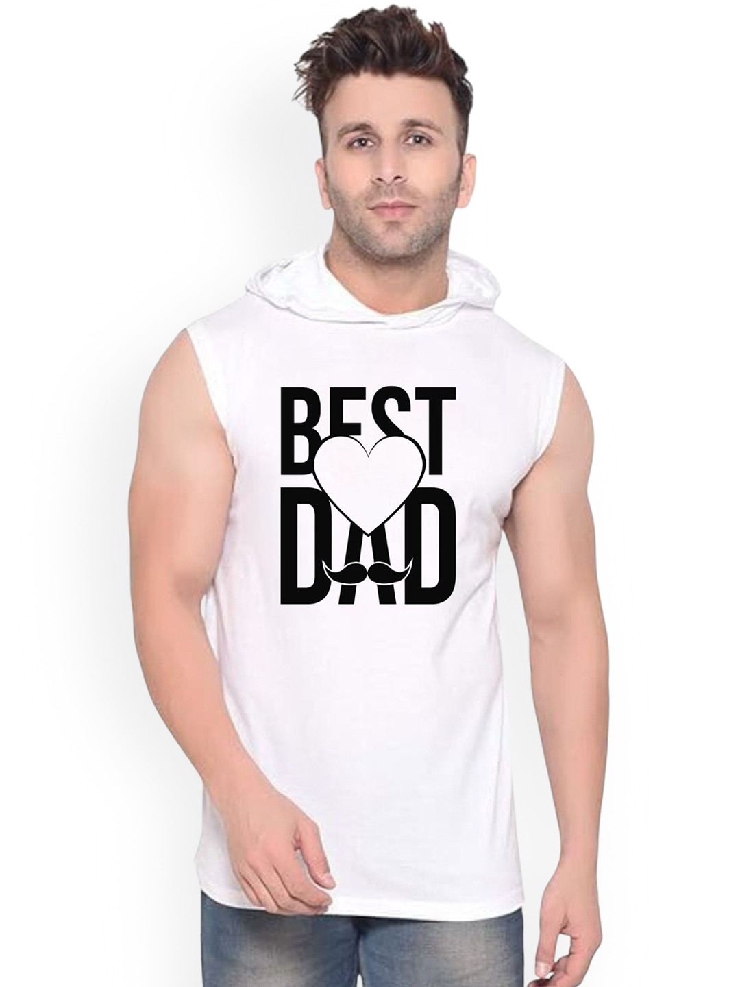 Fashnobic Best Dad Printed Innerwear Gym Vest  K_Print-207_gym_vest White M