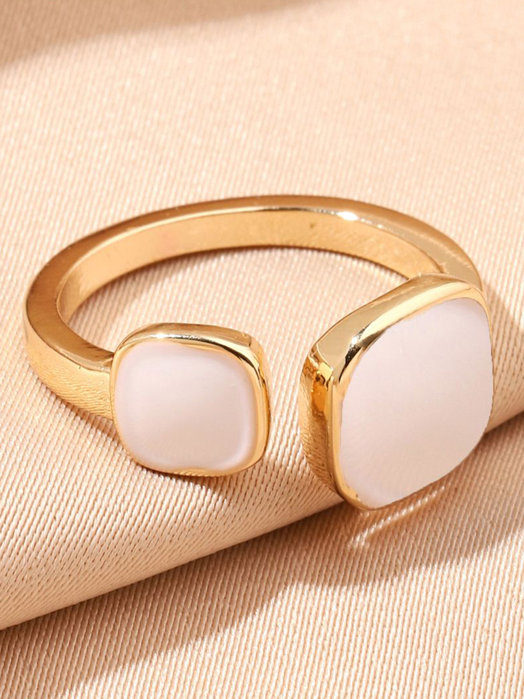 SALTY White Raya Gold Stylish Adjustable Finger Ring