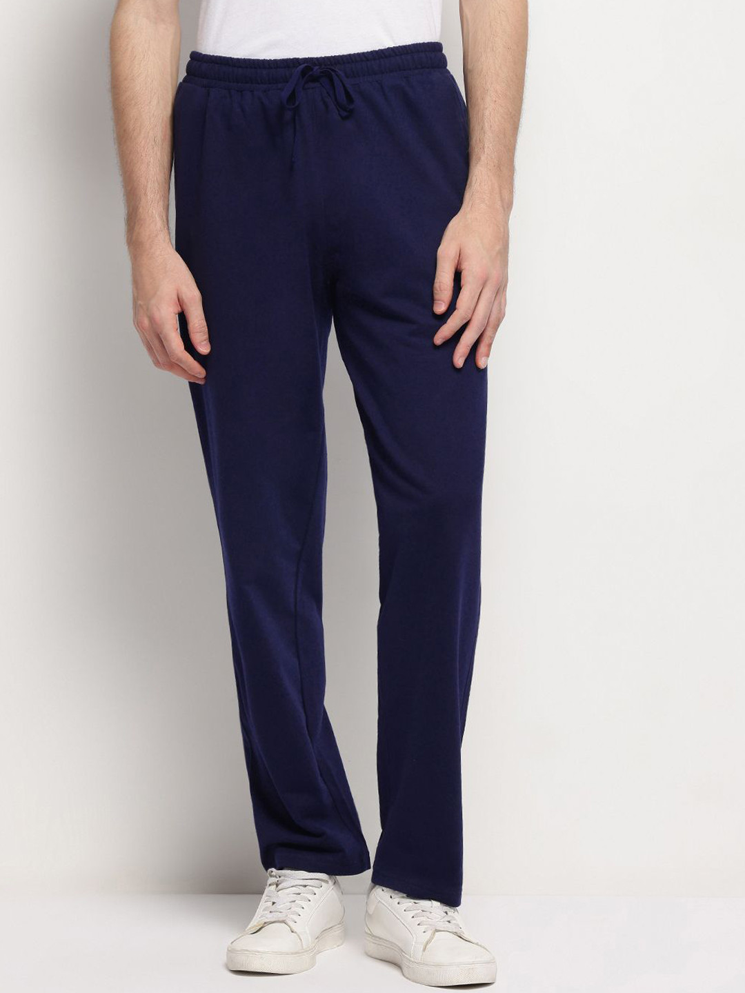 RVK Men Cotton Mid-Rise Straight-Fit Track Pants
