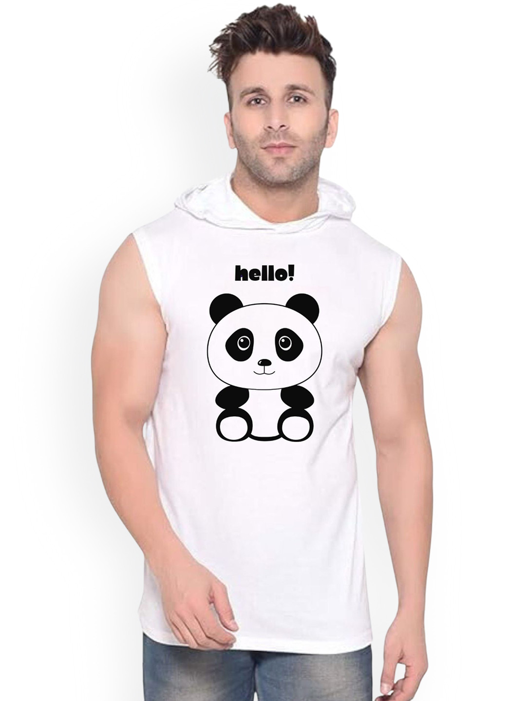 Fashnobic Hello Printed Innerwear Gym Vest  K_Print-202_gym_vest White M