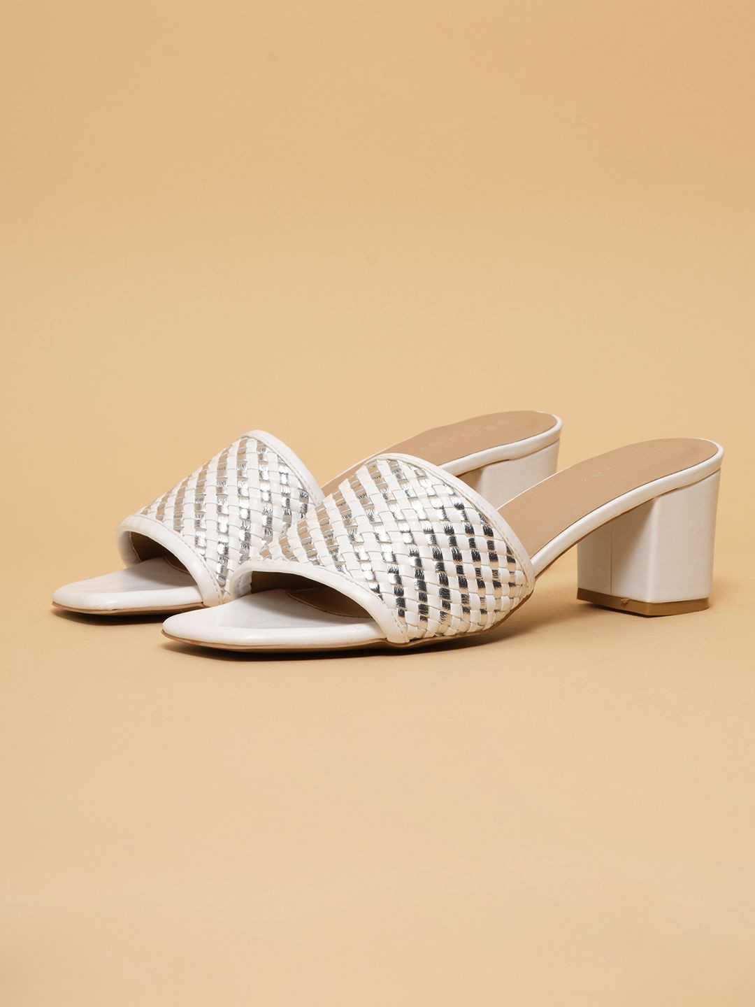 ERIDANI Aurora Woven Block Heels Sandals