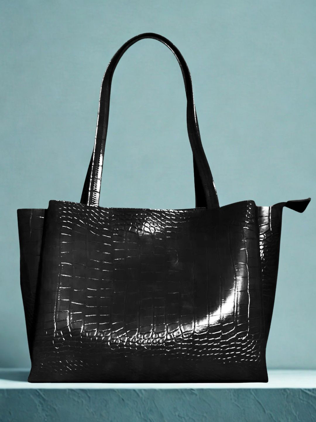LIKE STYLE Textured PU Structured Tote Bag
