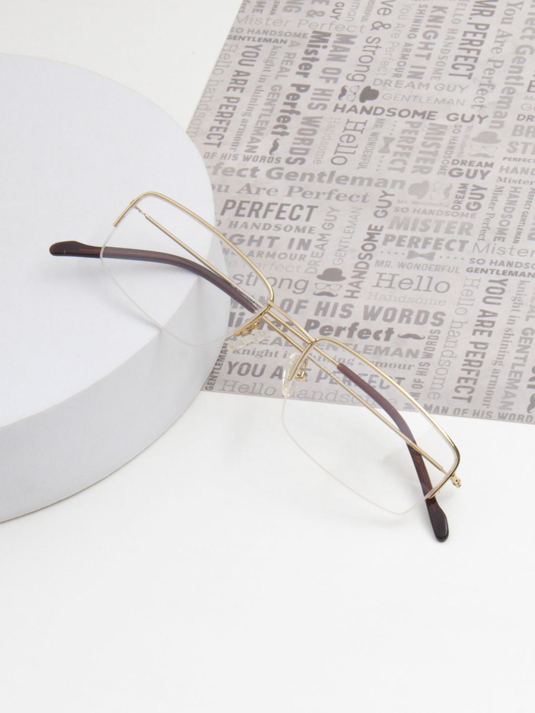 Ted Smith Unisex Metal Rectangle Gold Half Rim Frames