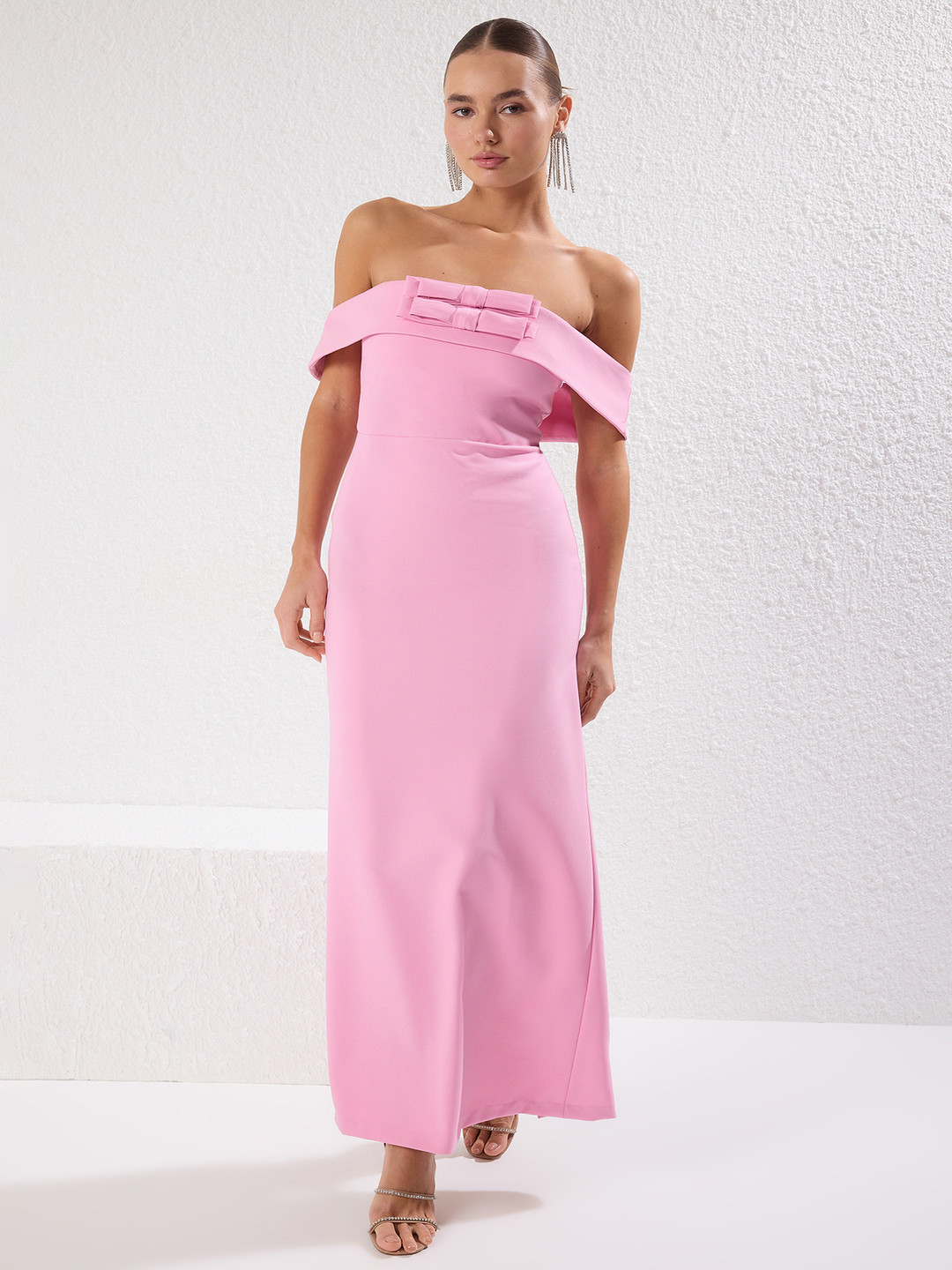 Trendyol Women Off-Shoulder Slits Details Maxi Dress