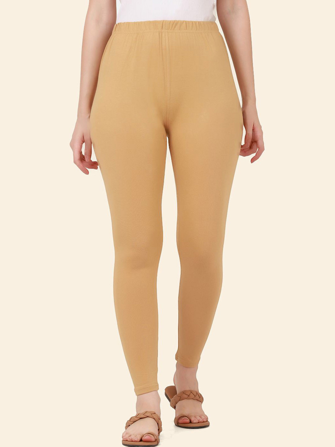 QIOA 4-Way Stretch Pure Cotton Ankle Length Leggings