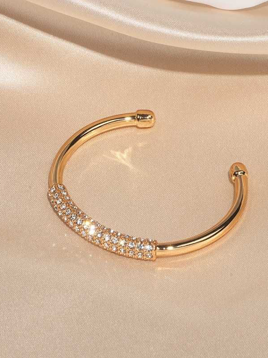 Bling Queen Crystal Studded Adjustable Open Cuff Bracelet