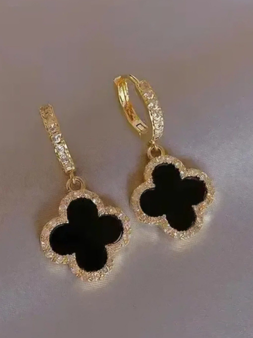 Brijsun Gold Plated Korean Artificial Stones Studded Contemporary Hoop Earrings