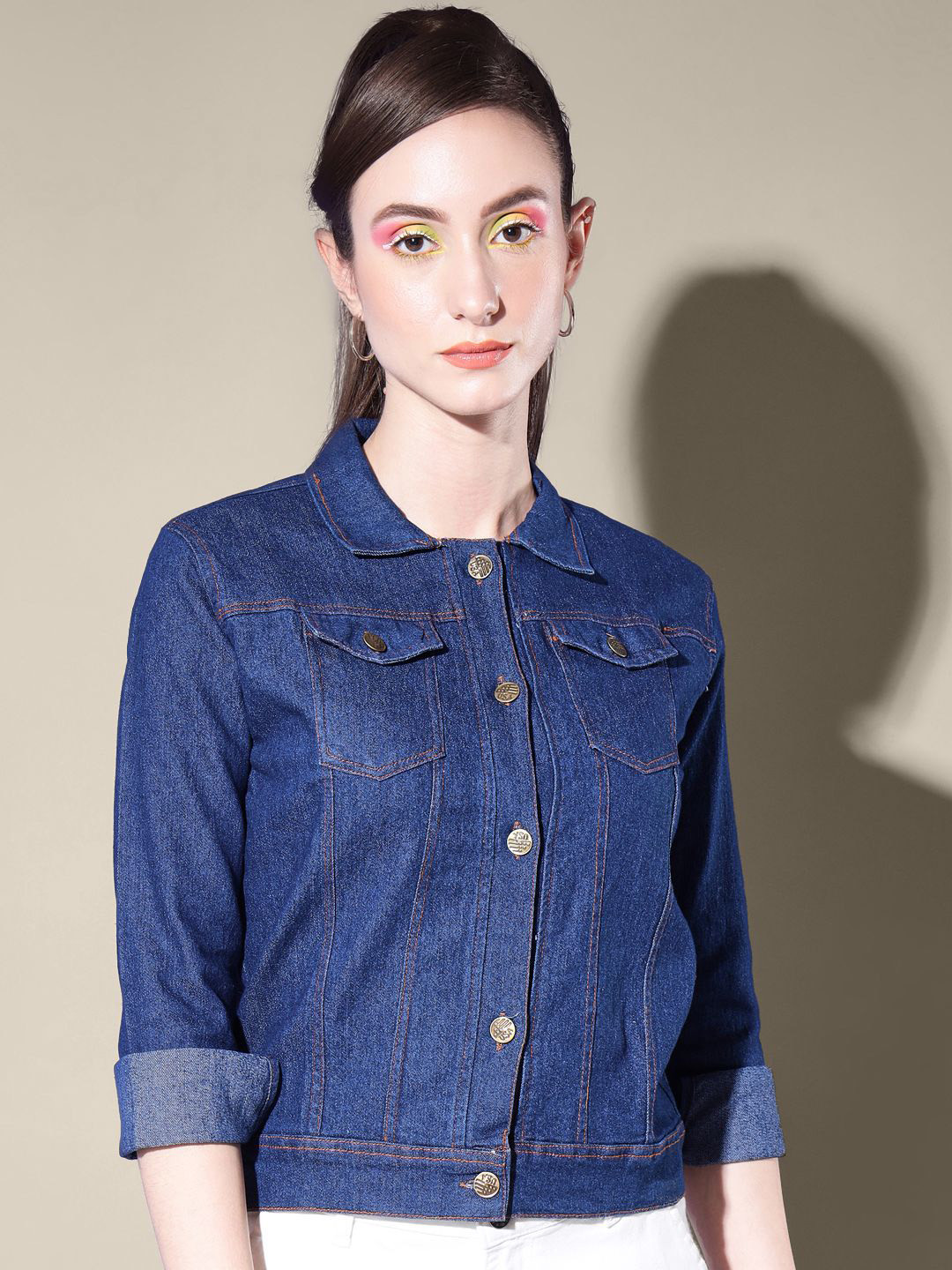QIOA Women Lightweight Denim Jacket