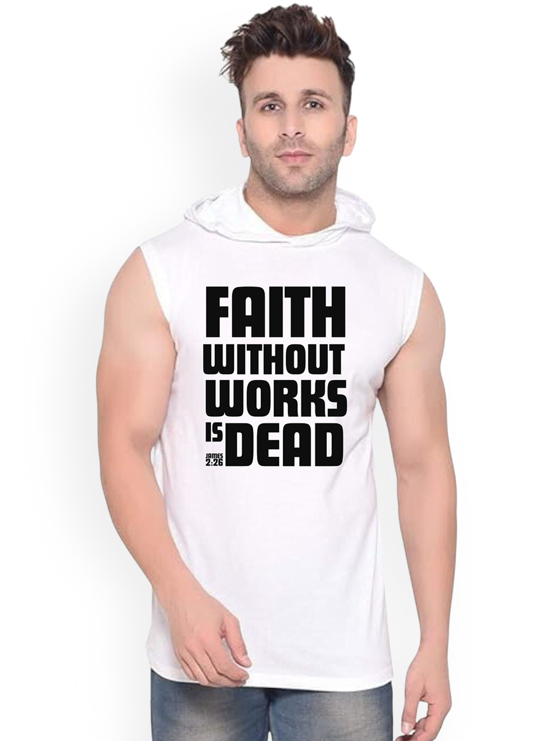 Fashnobic Faith Without Printed Innerwear Gym Vest  K_Print-296_gym_vest White M