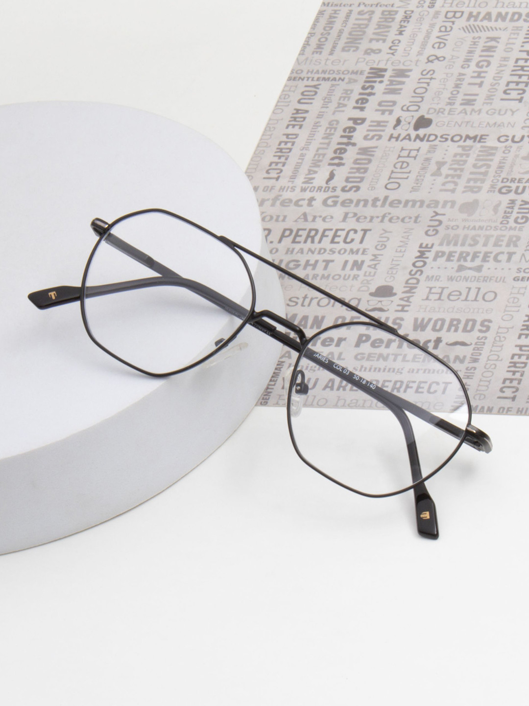 Ted Smith Unisex Metal Aviator Black Full Rim Frames