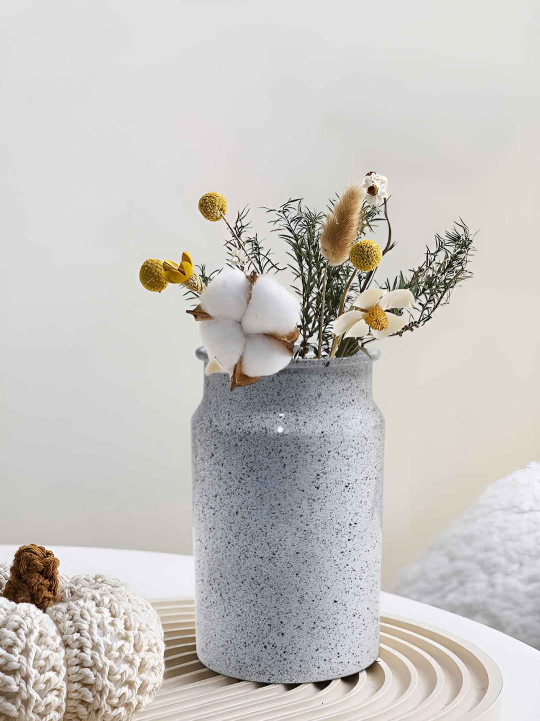 Metalsmith Grey & Black Metal Round Shape Flower Vase