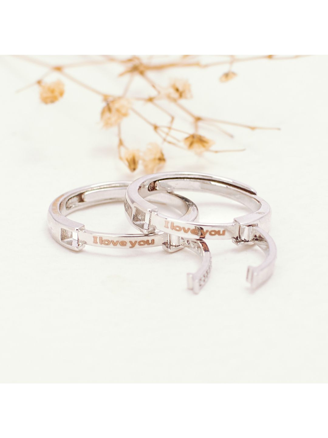 SALTY ILY Set Of 2 Coded Couple Stylish Adjustable Finger Ring