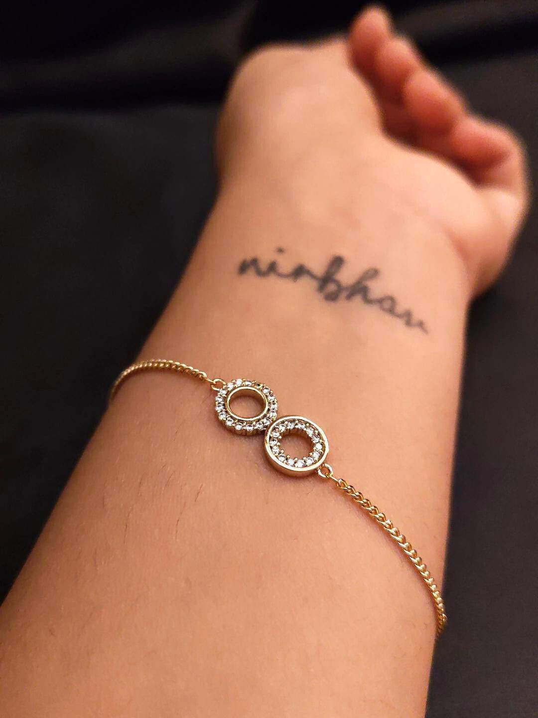 RaasRani Gold-Plated Stainless Steel CZ- Studded Infinity Chain Wraparound Bracelet