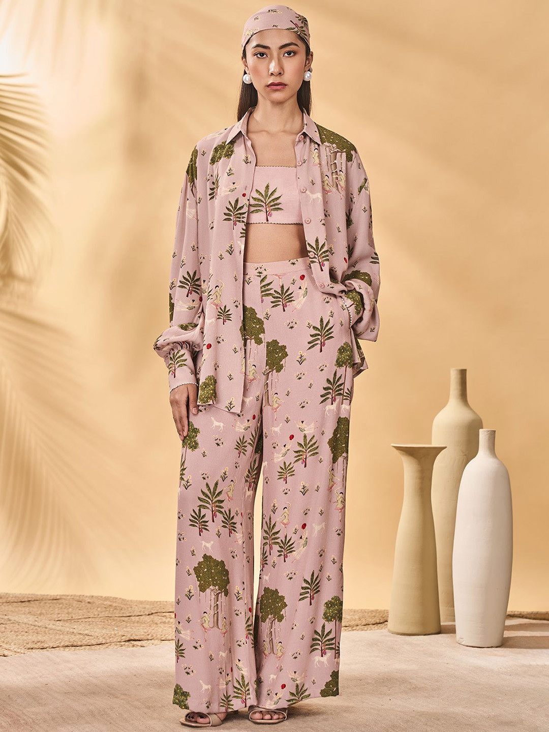 Masaba Women Pink Pirouette Picnic High-Rise Trousers