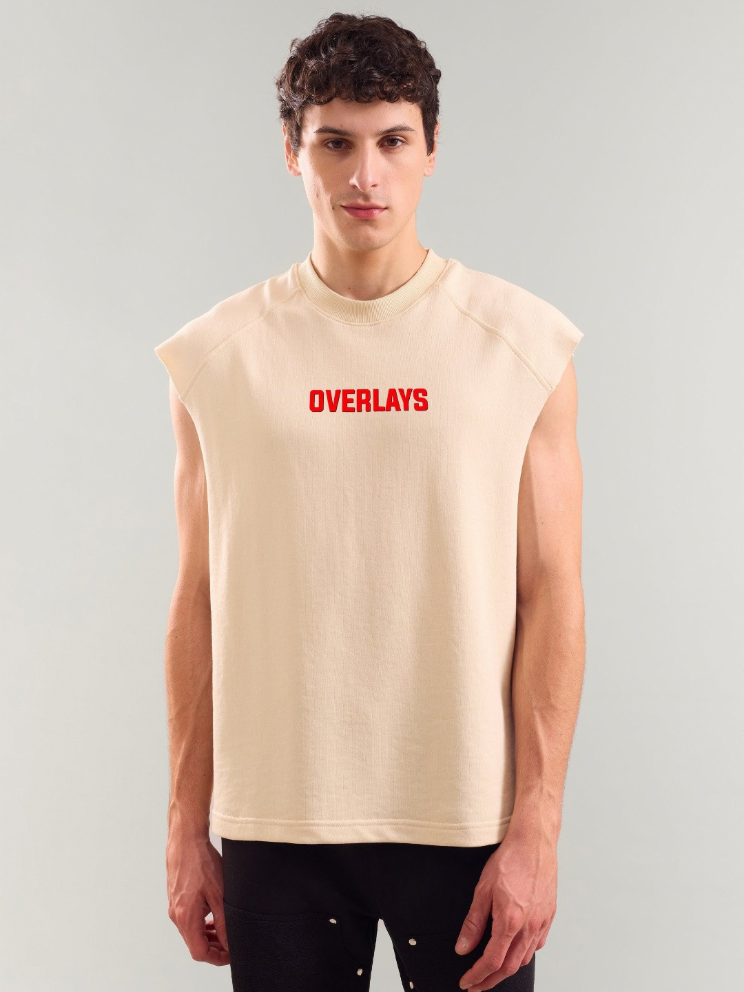 Overlays Fawn Typography Printed Sleeveless T-Shirt