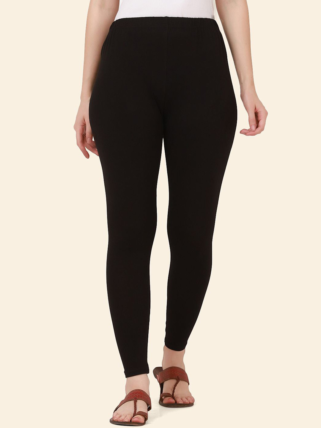 QIOA 4-Way Stretch Pure Cotton Ankle Length Leggings