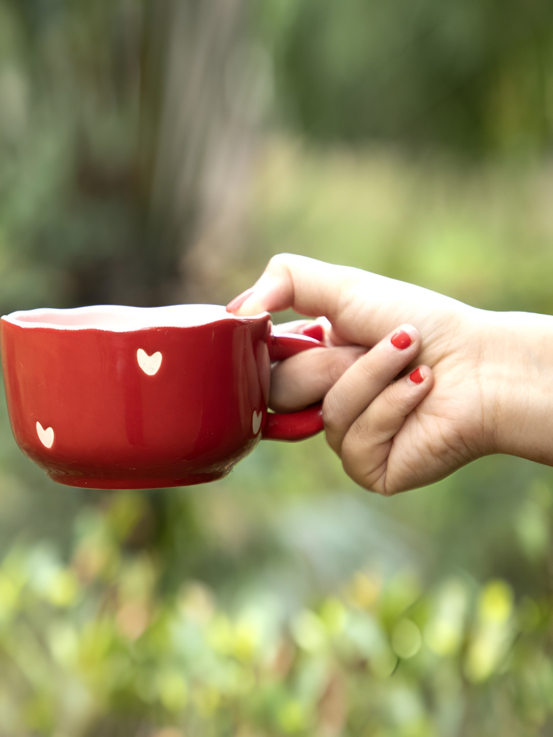 THE WHITE SPACE LIVING Red Conversational Ceramic Handmade 2 Piece Mugs-350ml