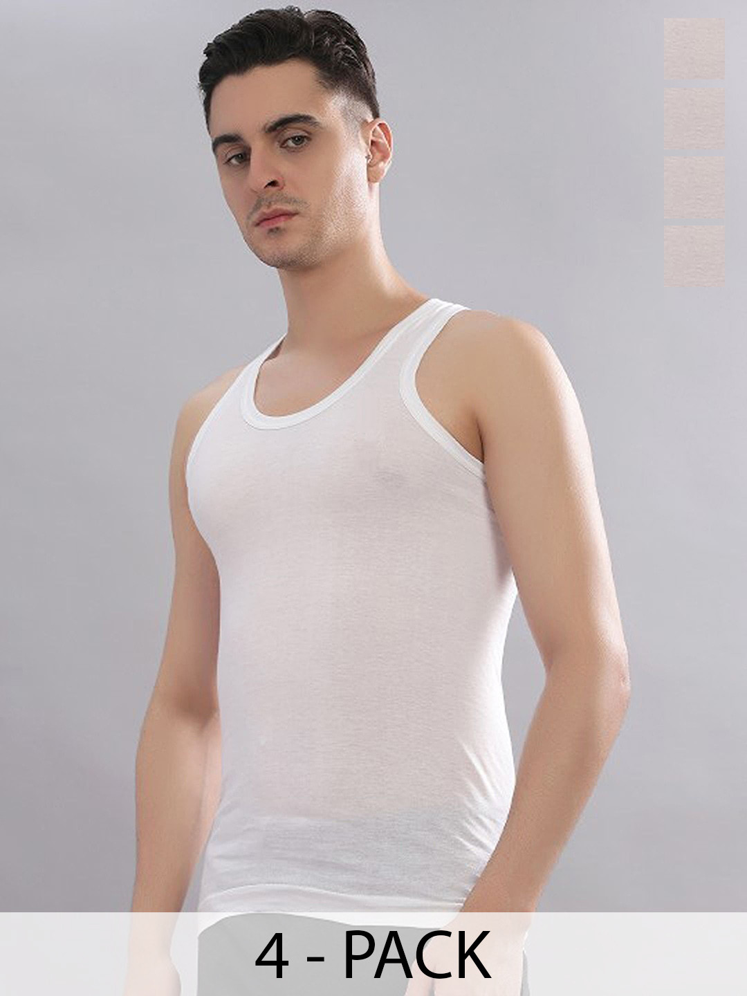 CAVENDERS Pack Of 4 Cotton Undershirt Vests soft White Premium quality Dno-v337st-White