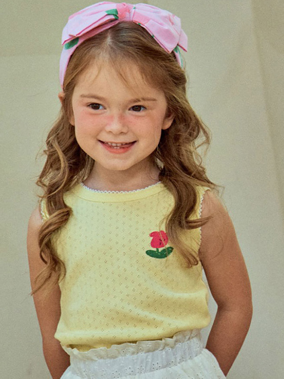 LULU & SKY Girls Micro Print Round Neck Sleeveless Vest Top