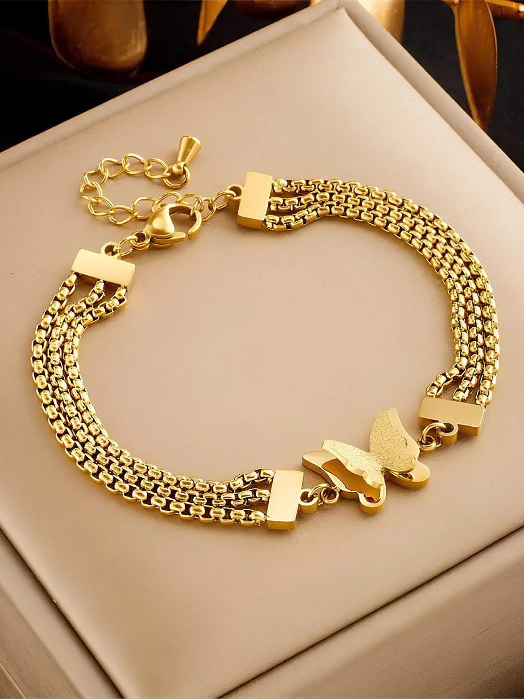KARISHMA KREATIONS 18K Gold-Plated 8K Stainless Steel Anti Tarnish Link Bracelet