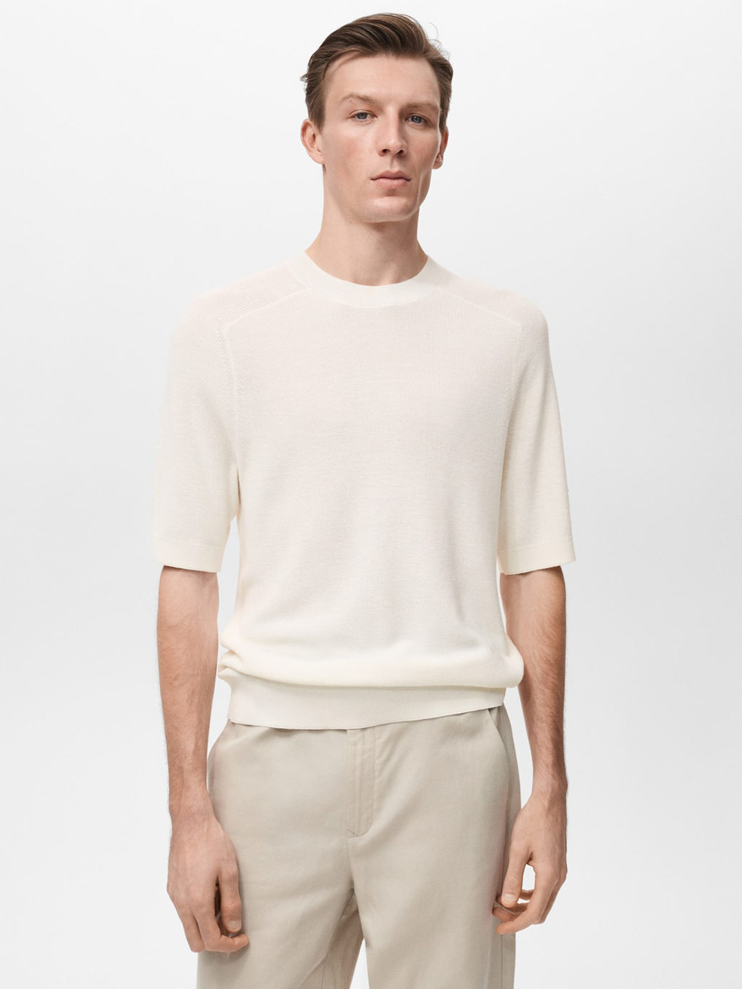 MANGO MAN Raglan Sleeves Knitted T-shirt