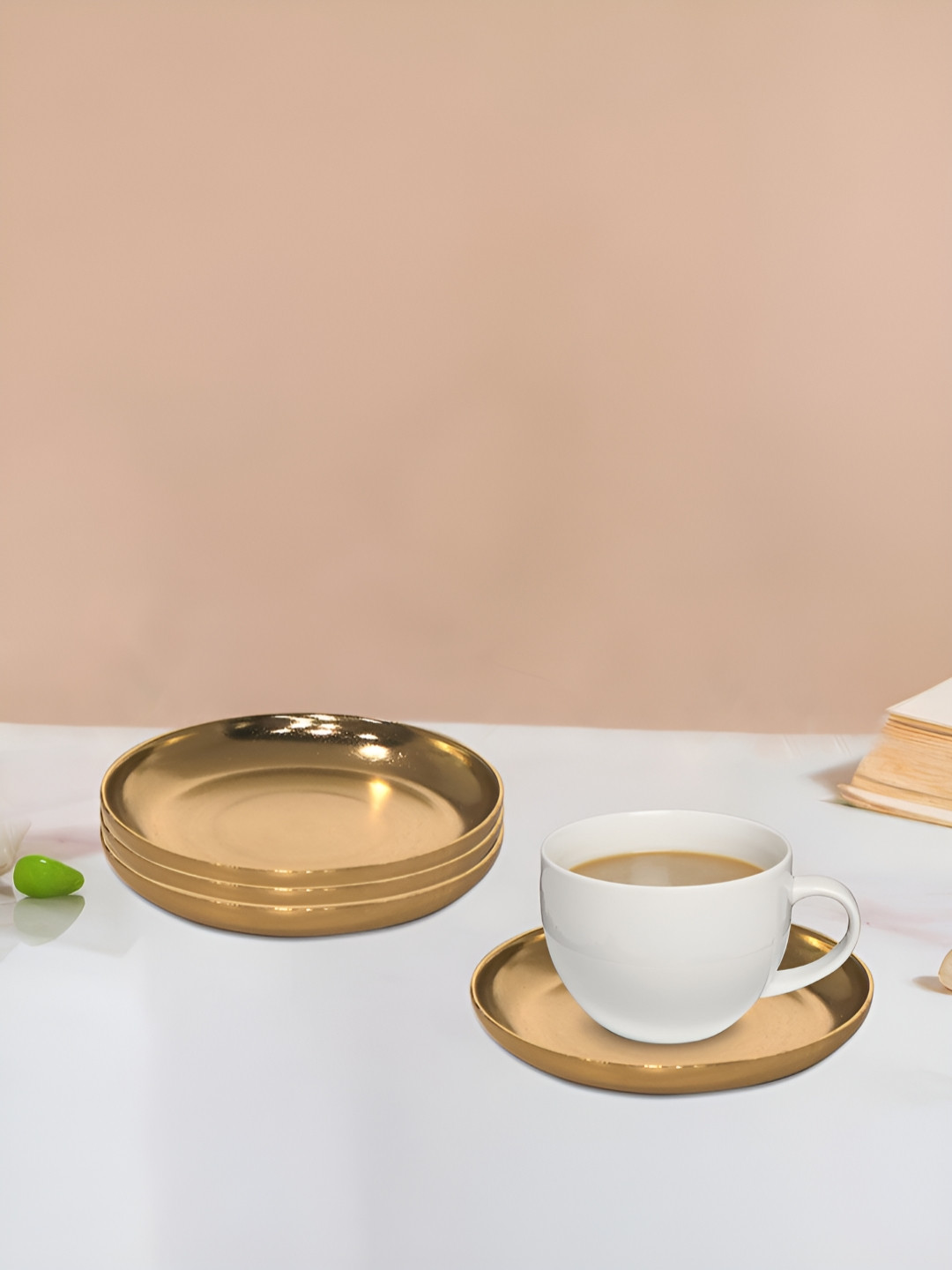 Metalsmith 4Pcs Brown Glossy Round Coasters