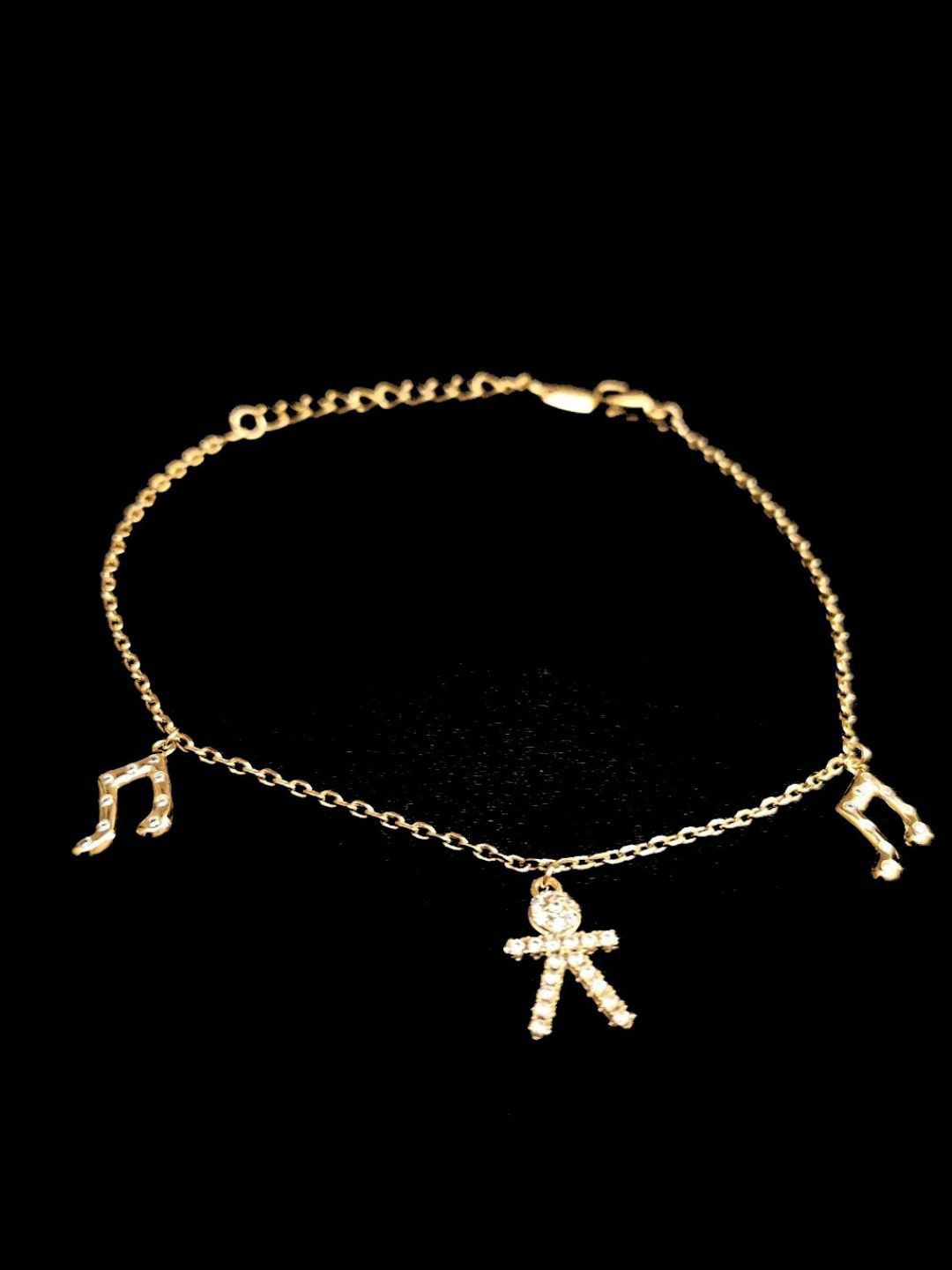 RaasRani Gold-Plated Stainless Steel CZ-Studded Little Joys Charm Wraparound Bracelet