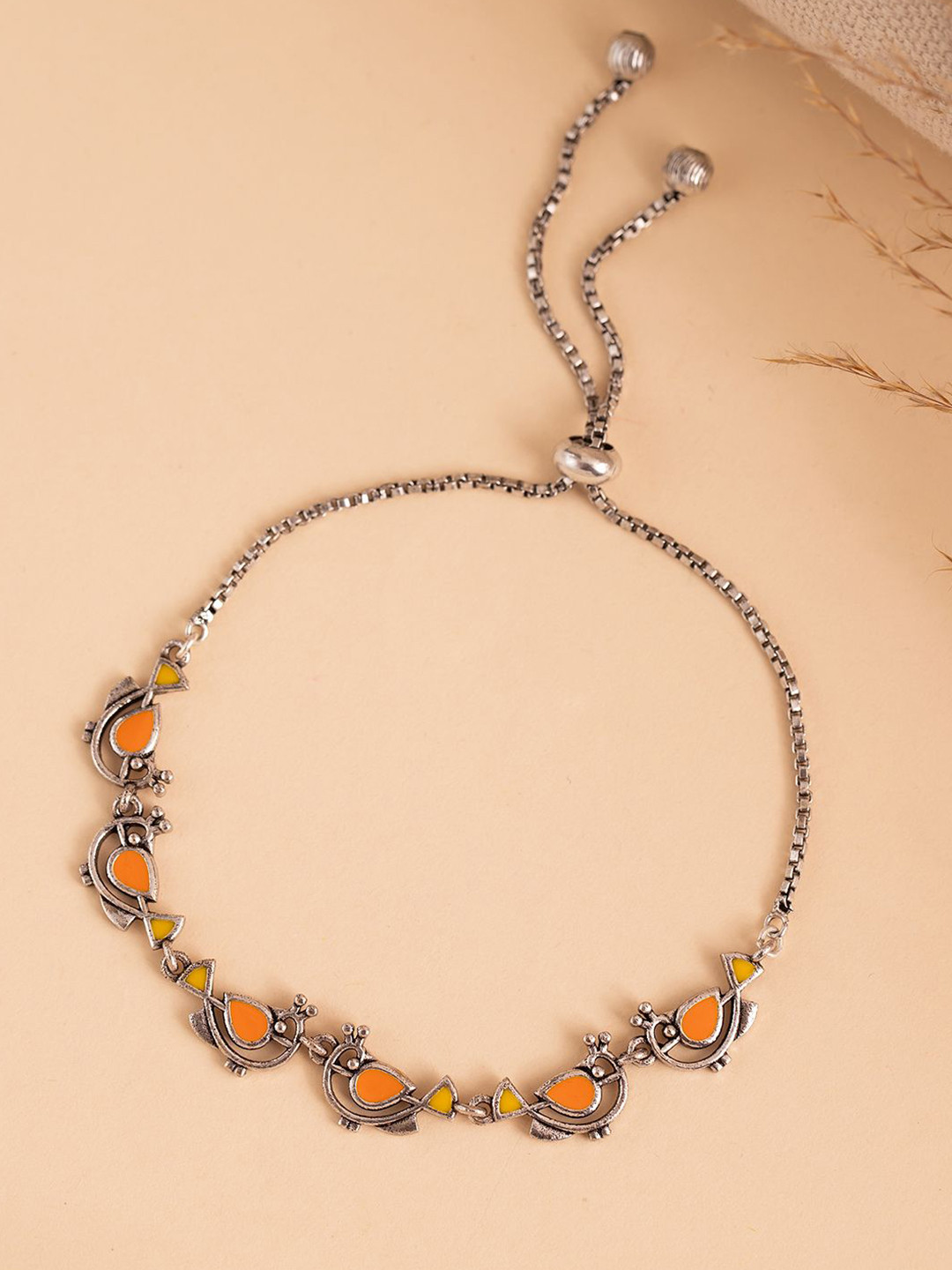 Madhubani Vihang Vibes Oxidised Enamel Bracelet