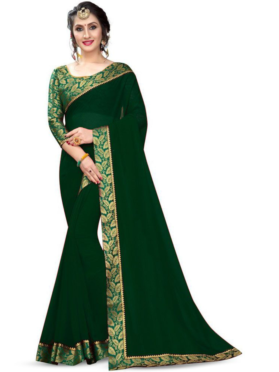 limtd Pure Georgette Saree With Blouse & Woven Design Border