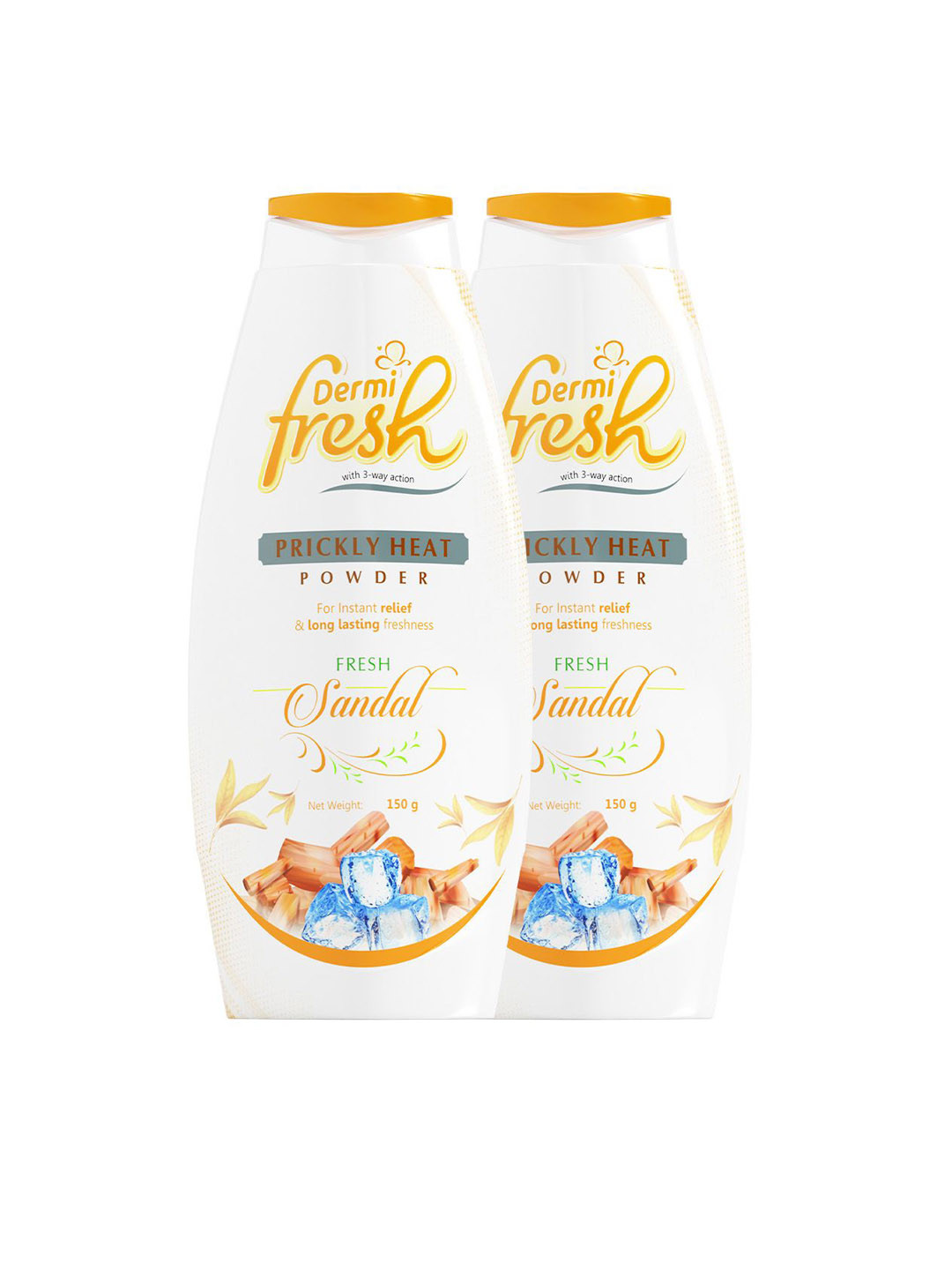 DERMIFRESH Set Of 2 Fresh Sandal Prickly Heat Powder- 150 g Each