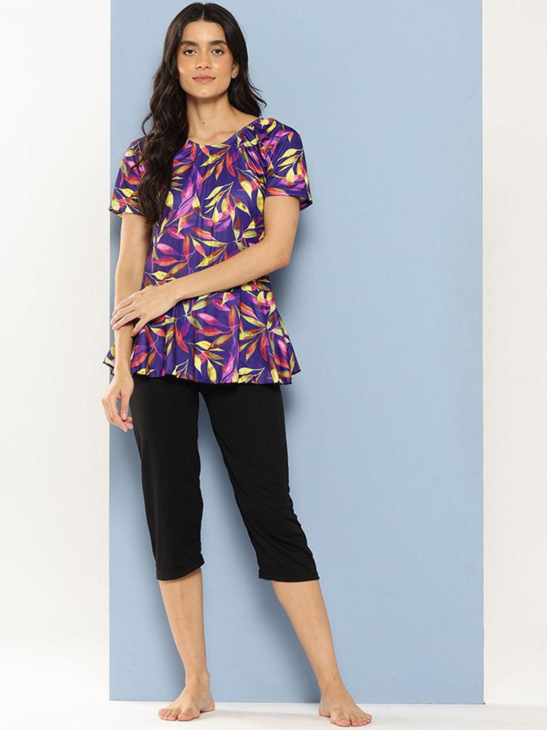 BAESD Printed Round Neck Swim Suit With Goggle