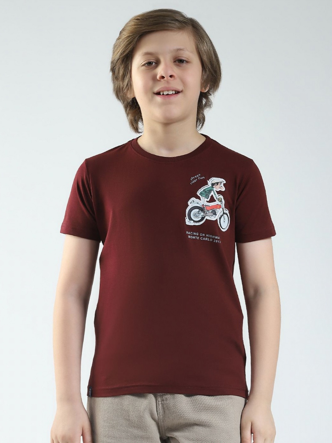 Monte Carlo Boys Humour and Comic Printed Applique Round Neck Cotton T-shirt