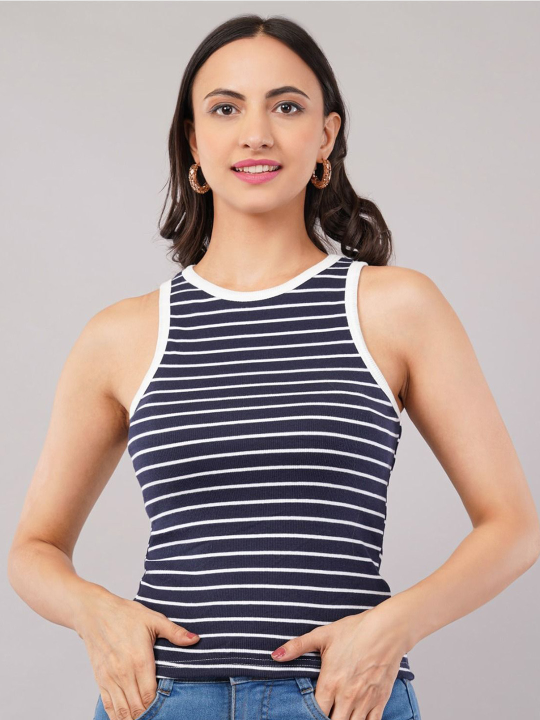 ANBICH DESIGNS Women Striped Tank Top