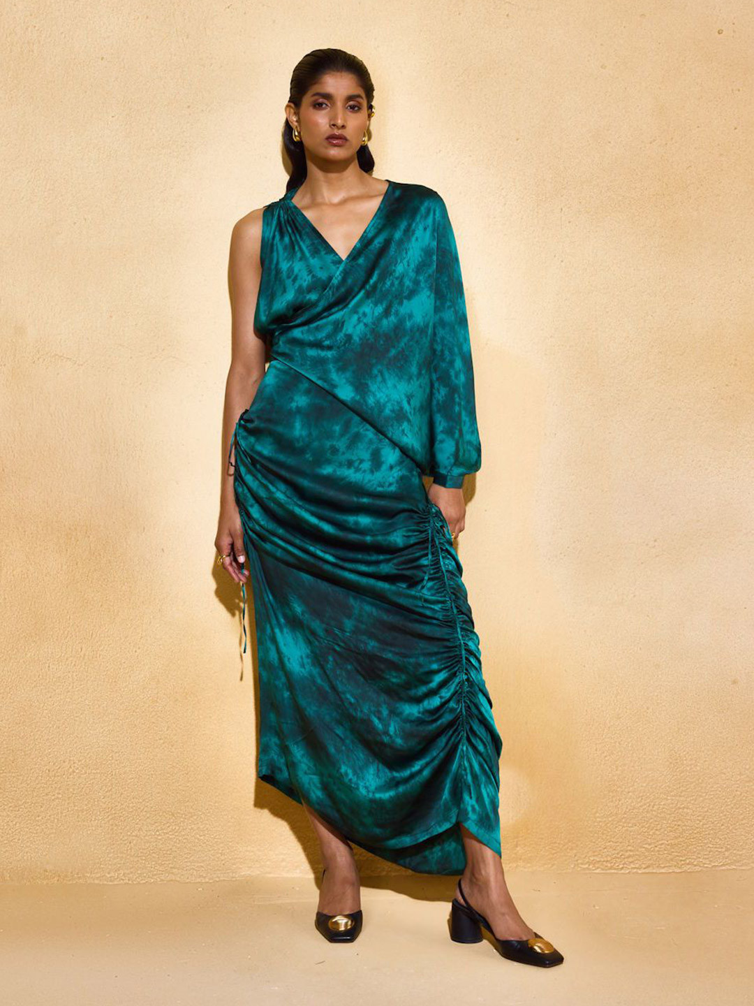 ECHO STUDIO Women Cowl Neck Satin Maxi Dress