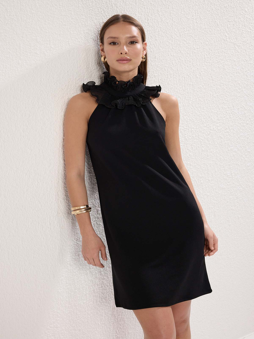 Trendyol Women High Neck A-Line Above Knee Dress