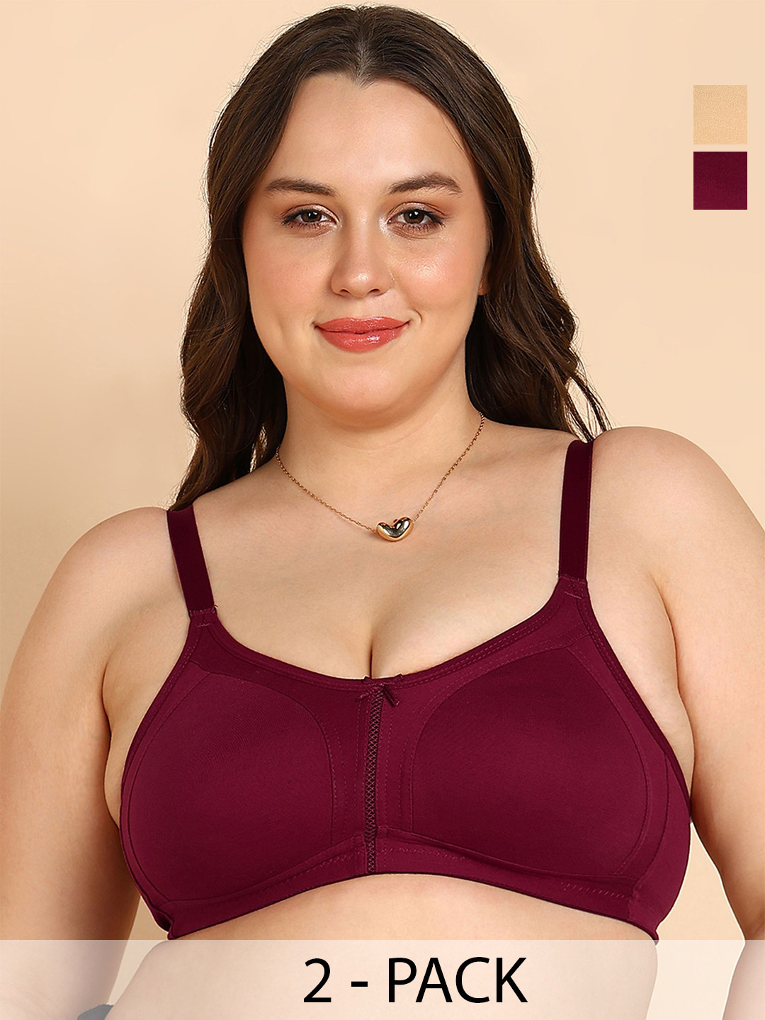 Dressberry Plus-SizeWomen's High Coverage M-Frame Minimiser Bra Pack of 2