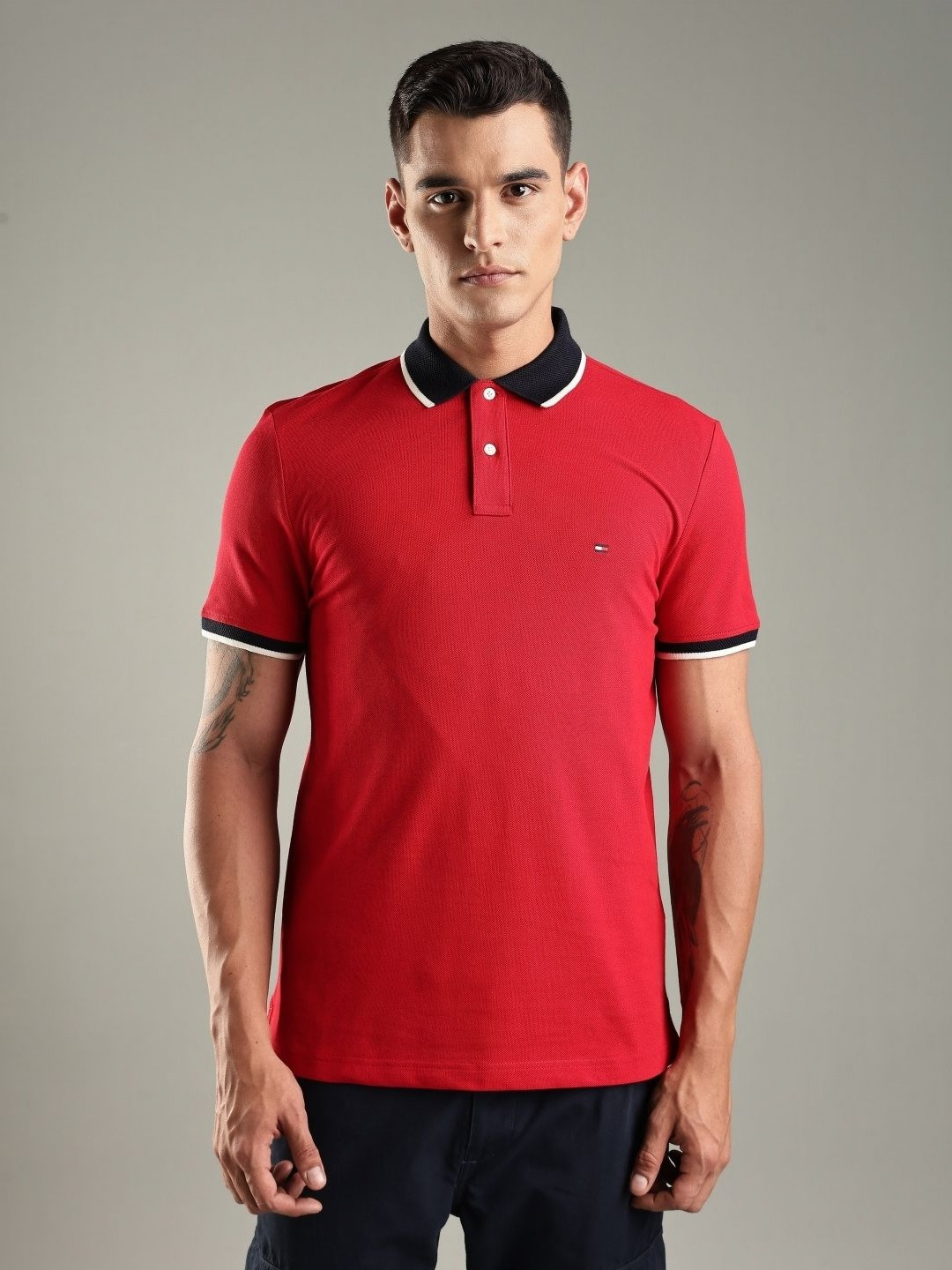 Tommy Hilfiger Men Polo Collar Cotton T-shirt