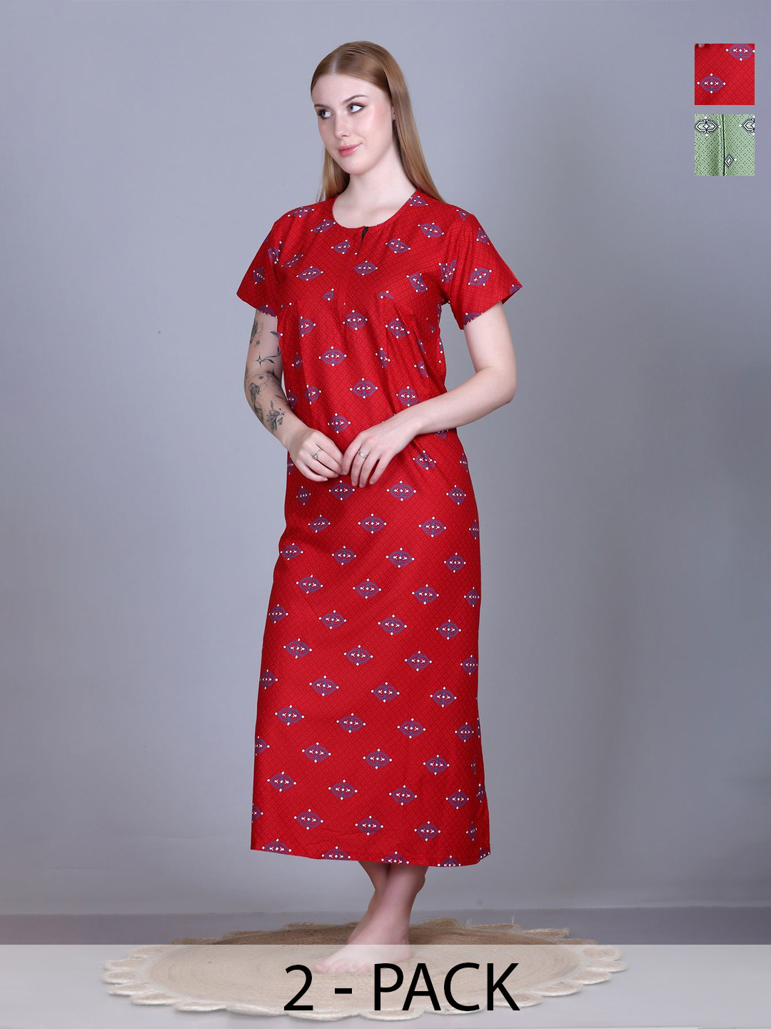 TRUDO Printed Maxi Nightdress