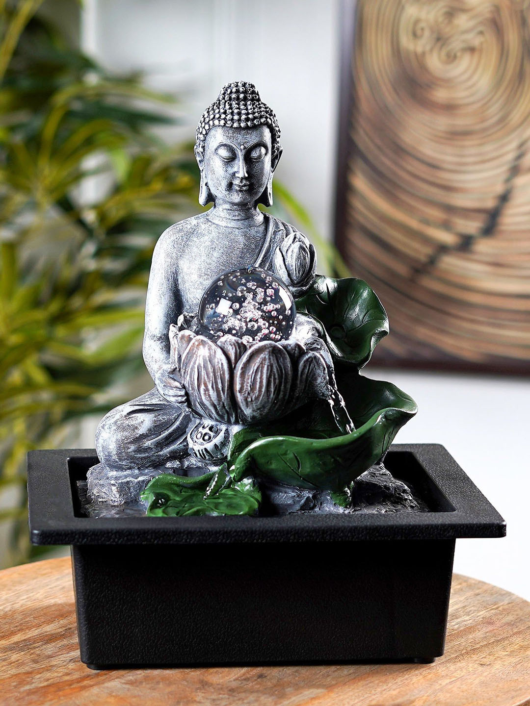 THE ARTMENT Grey & Black Textured Buddha's Lotus Fountain