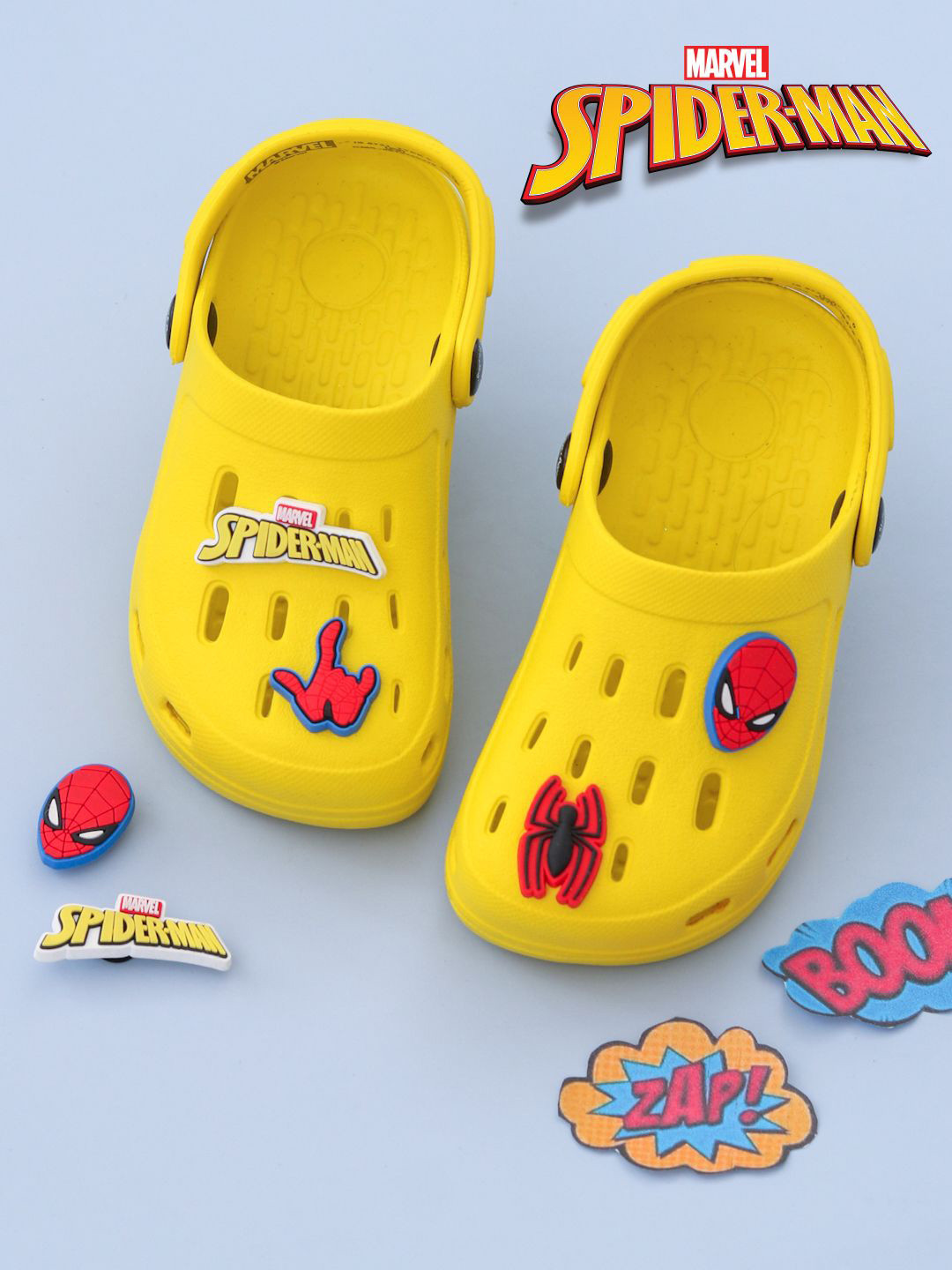 Disney By Yellow Bee Boys Marvel Spider-Man With Web & Hero Charms Clogs