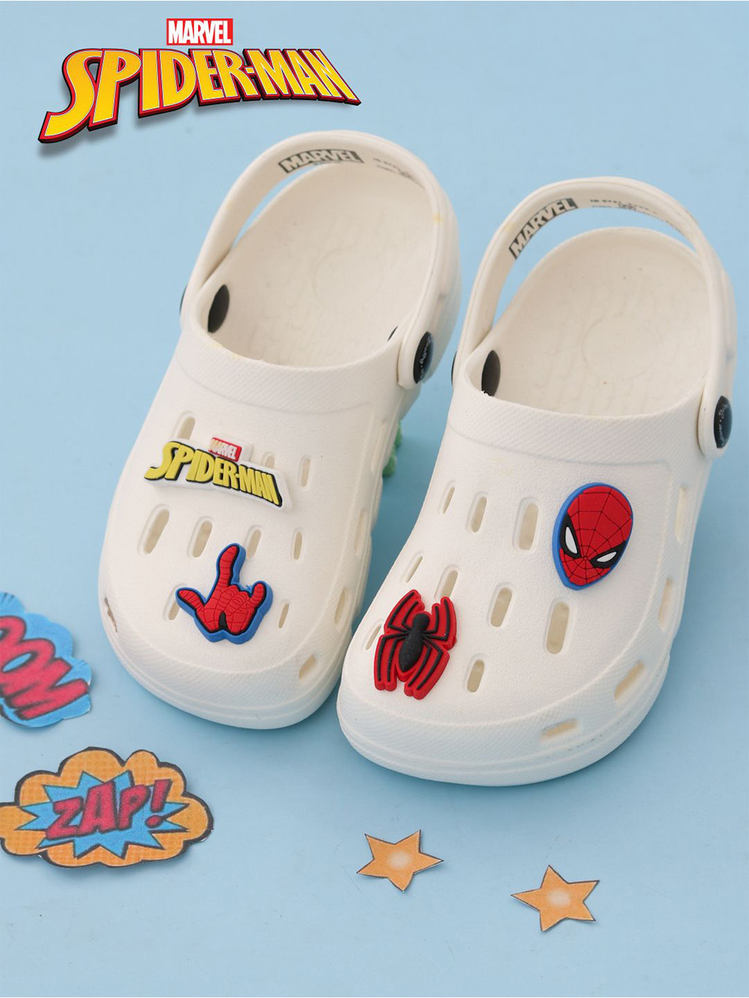Disney By Yellow Bee Boys Marvel Spider-Man With Web & Hero Charms Clogs