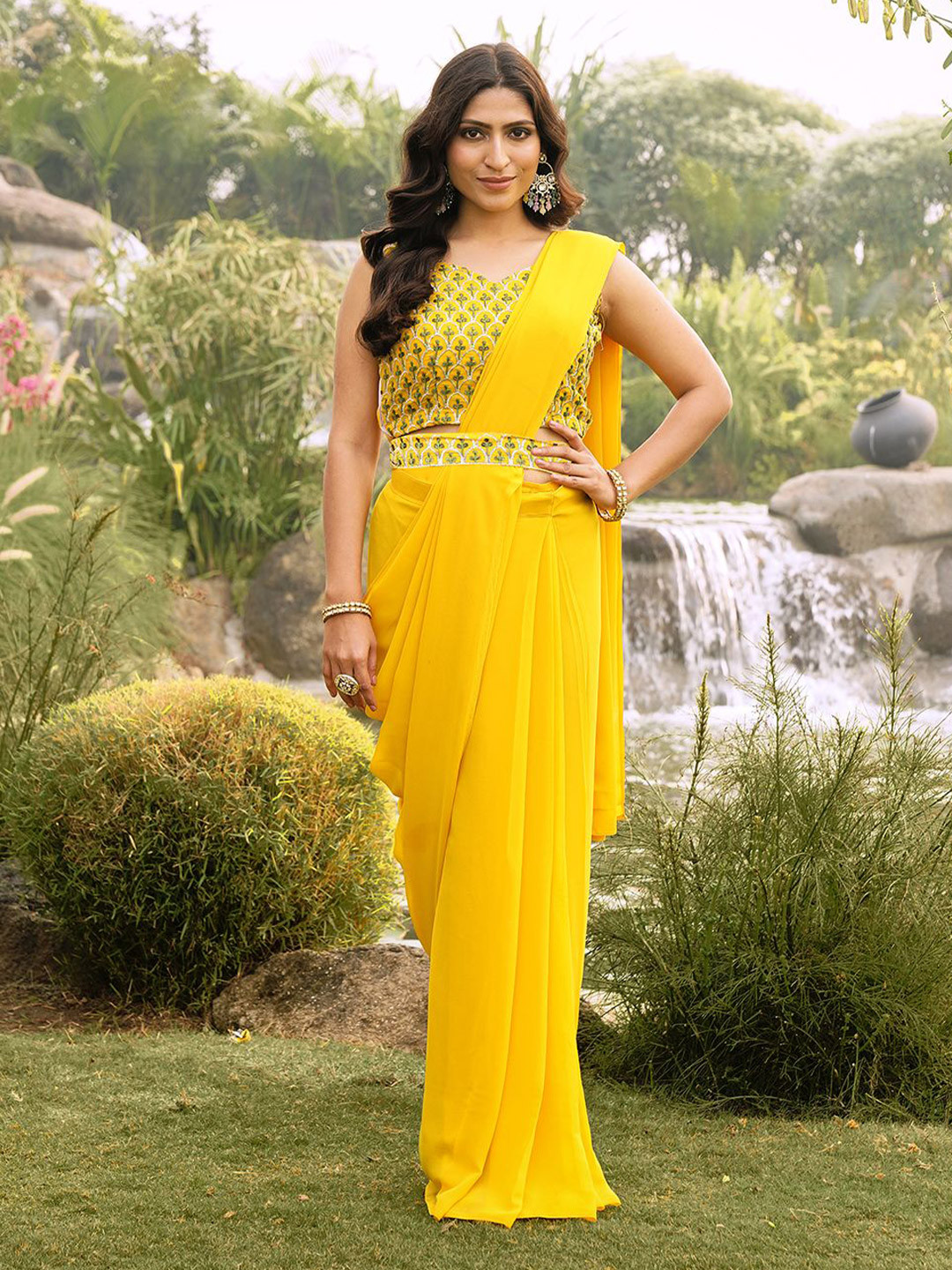 PATLANI STYLE Embroidered Pure Georgette Ready to Wear Saree