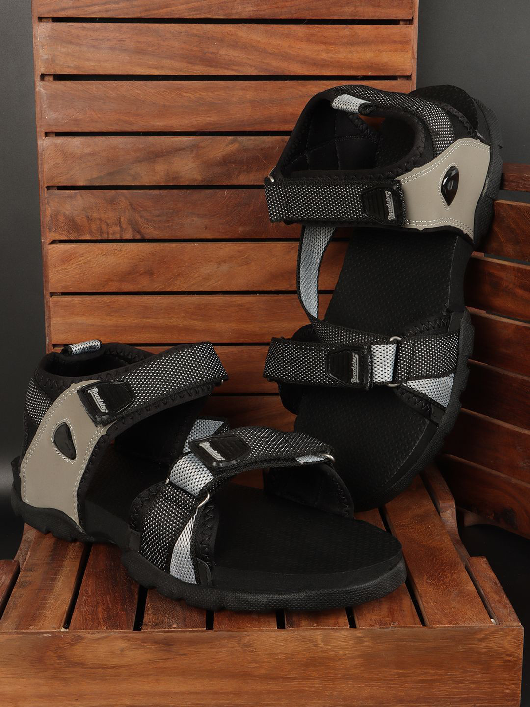 The Roadster Lifestyle Co Men Sports Sandals with Double Velcro Strap