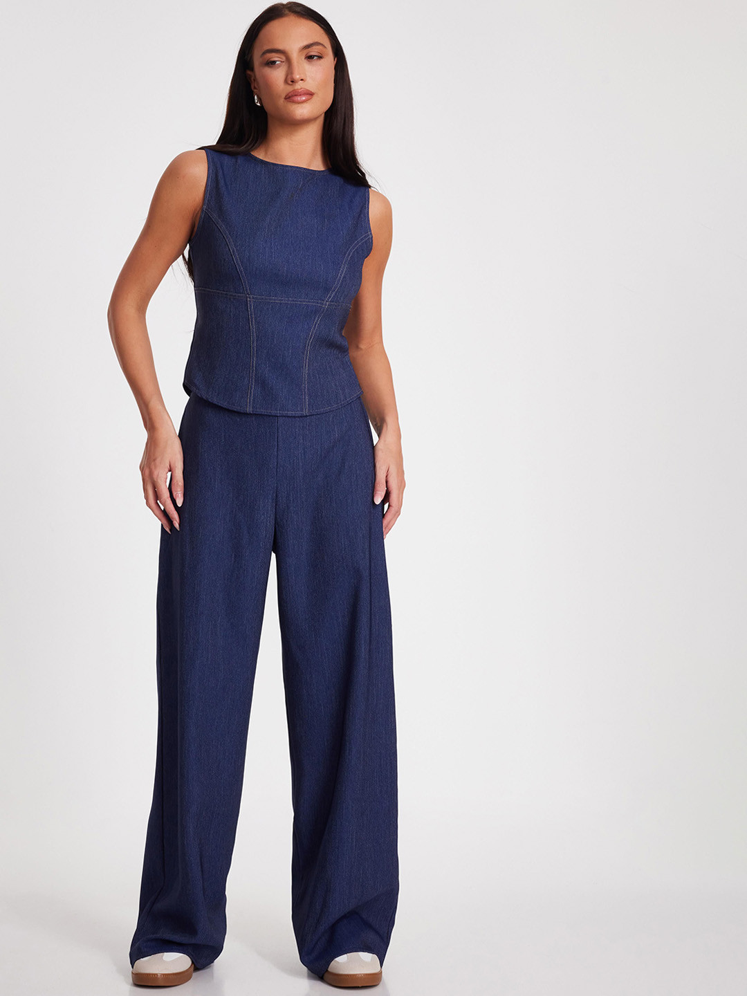 QUIZ Women Solid Relaxed Fit Mid-Rise Wide Leg Trousers